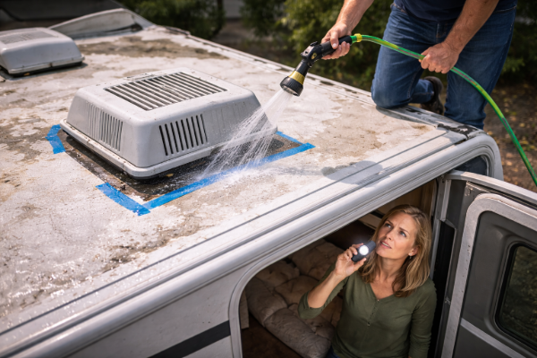 test an RV roof for leaks